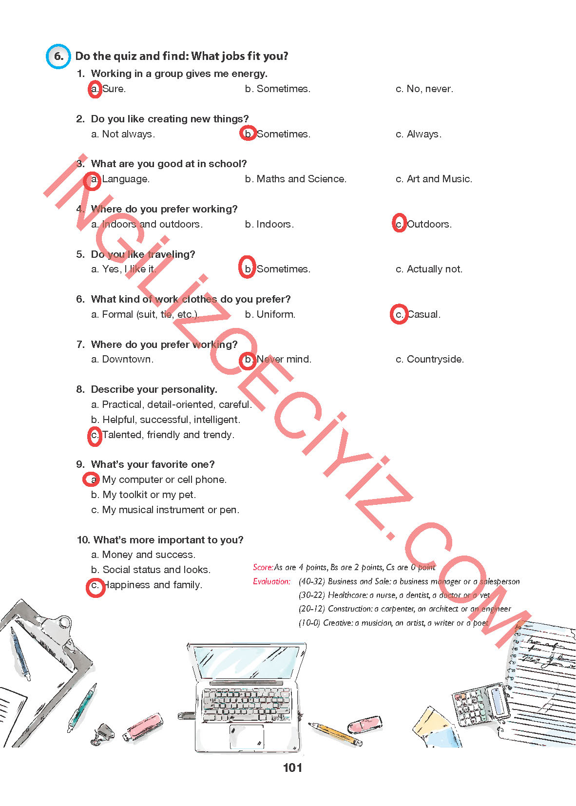 6. Sınıf Hecce Yayıncılık İngilizce Ders Kitabı Sayfa 101 Cevapları