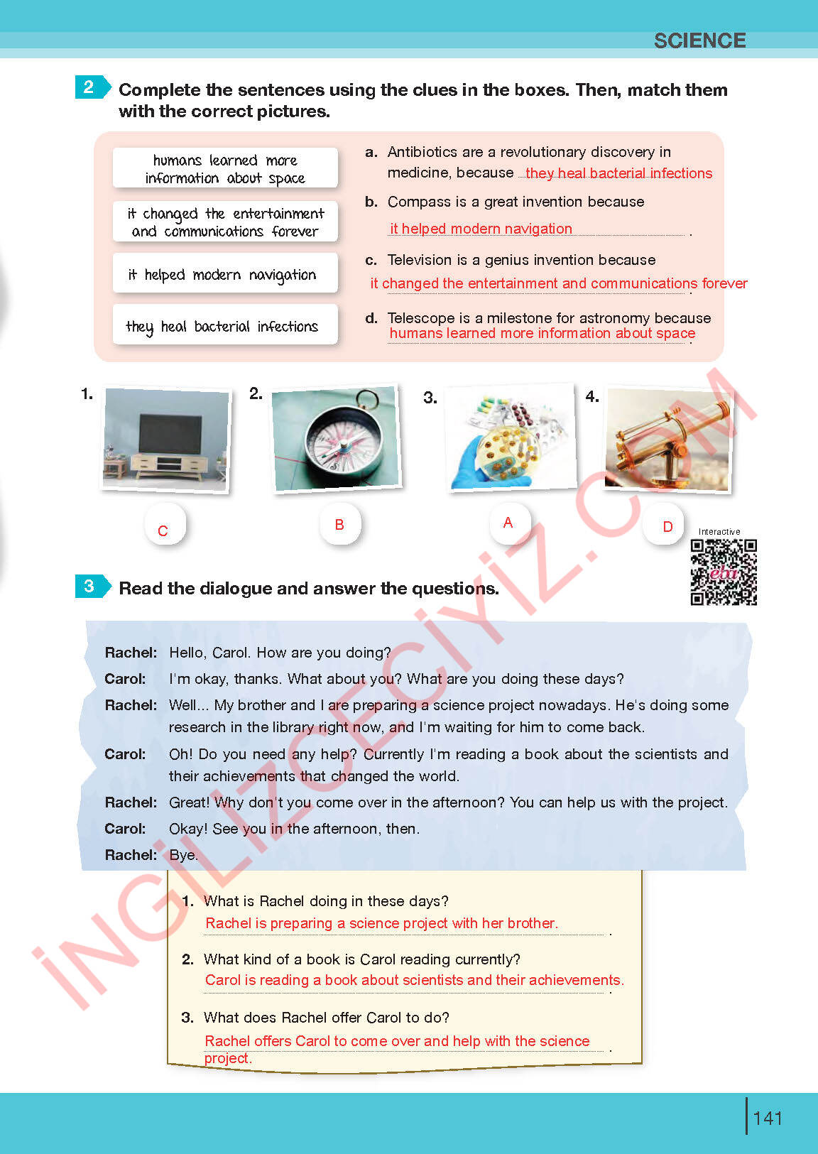 8. Sınıf Bilim Ve Kültür Yayınları İngilizce Ders Kitabı Sayfa 141 Cevapları