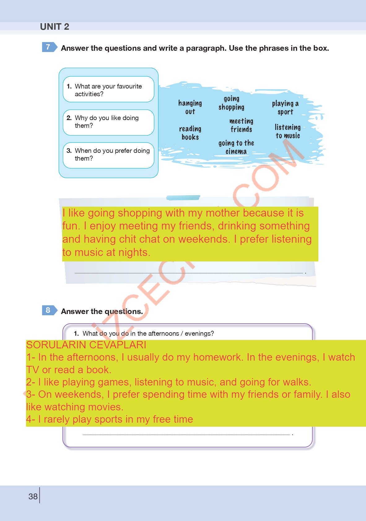 8. Sınıf Bilim Ve Kültür Yayınları İngilizce Ders Kitabı Sayfa 38 Cevapları